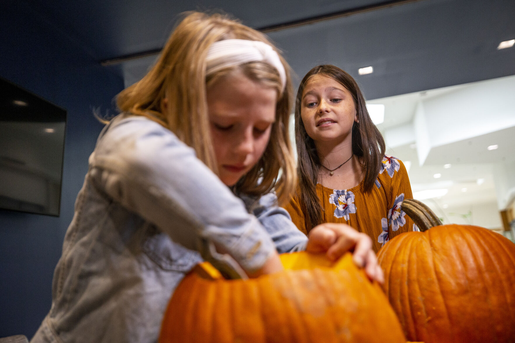 Pumpkin Carving Watching Sister.JPG